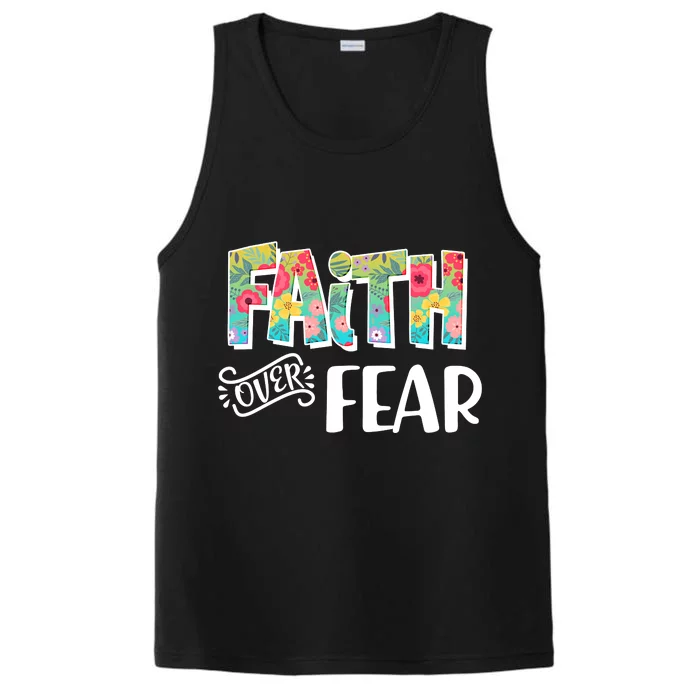 Faith Over Fear Flower Pattern Performance Tank