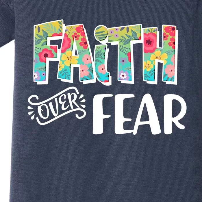 Faith Over Fear Flower Pattern Baby Bodysuit