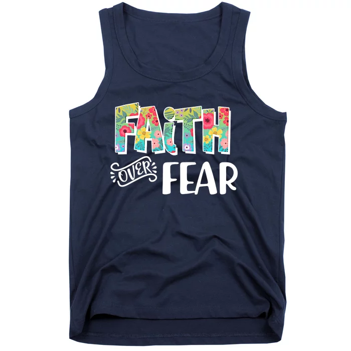 Faith Over Fear Flower Pattern Tank Top