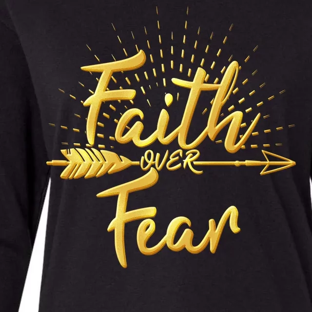 Faith Over Fear Gold Limited Edition Womens Cotton Relaxed Long Sleeve T-Shirt