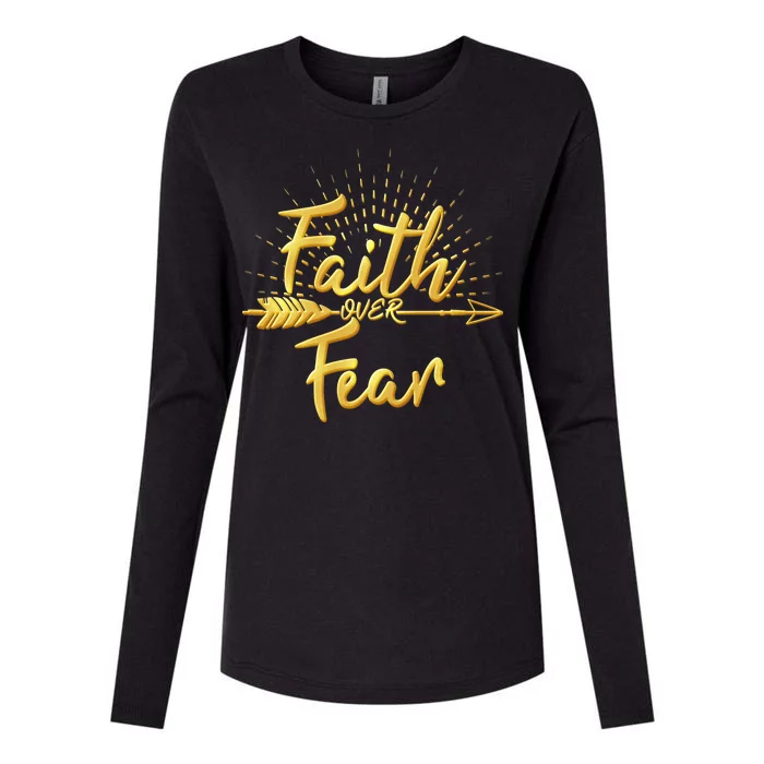 Faith Over Fear Gold Limited Edition Womens Cotton Relaxed Long Sleeve T-Shirt