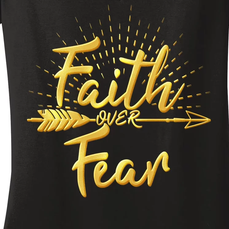 Faith Over Fear Gold Limited Edition Women's V-Neck T-Shirt