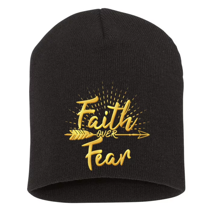 Faith Over Fear Gold Limited Edition Short Acrylic Beanie