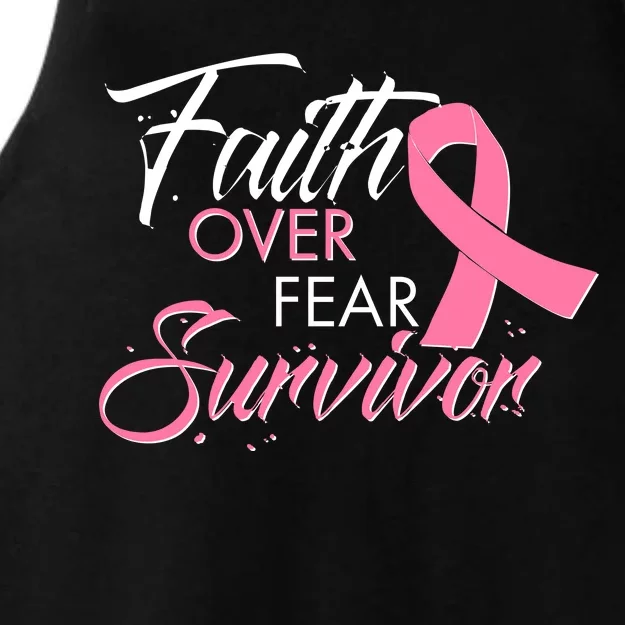 Faith Over Fear Survivor Breast Cancer Awareness Ladies Tri-Blend Wicking Tank