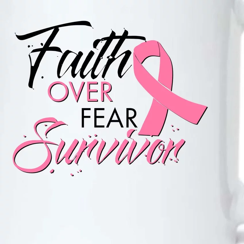 Faith Over Fear Survivor Breast Cancer Awareness Black Color Changing Mug