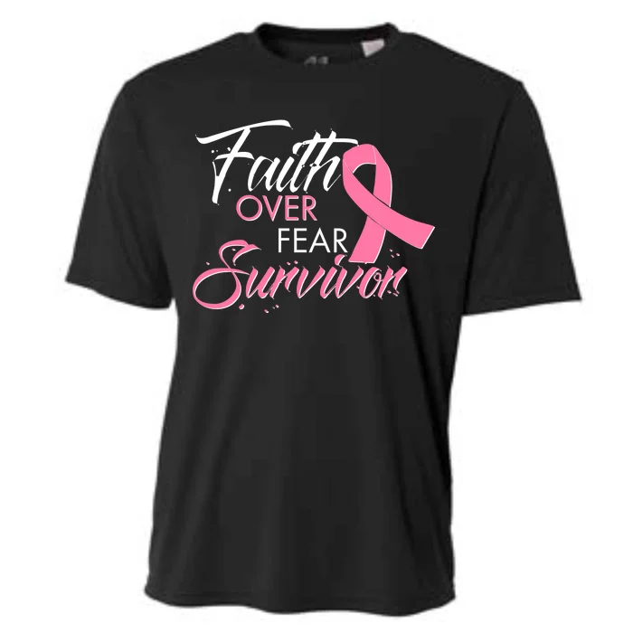 Faith Over Fear Survivor Breast Cancer Awareness Cooling Performance Crew T-Shirt