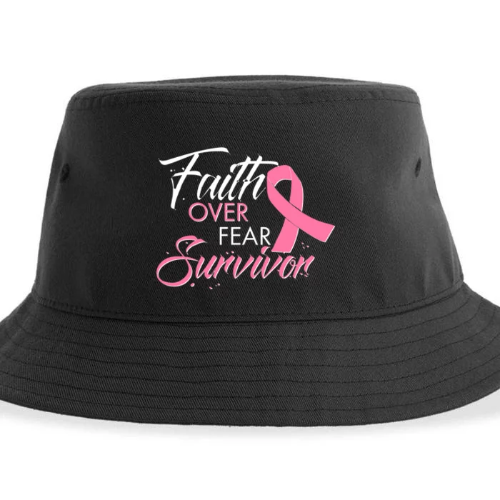 Faith Over Fear Survivor Breast Cancer Awareness Sustainable Bucket Hat