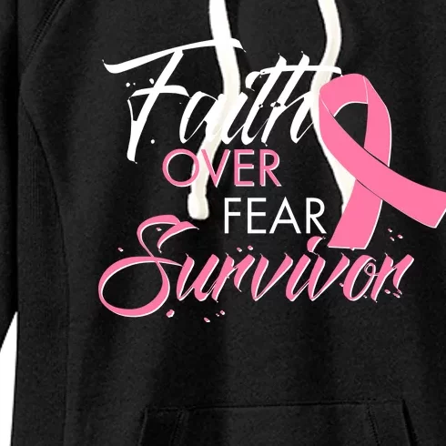 Faith Over Fear Survivor Breast Cancer Awareness Women's Fleece Hoodie