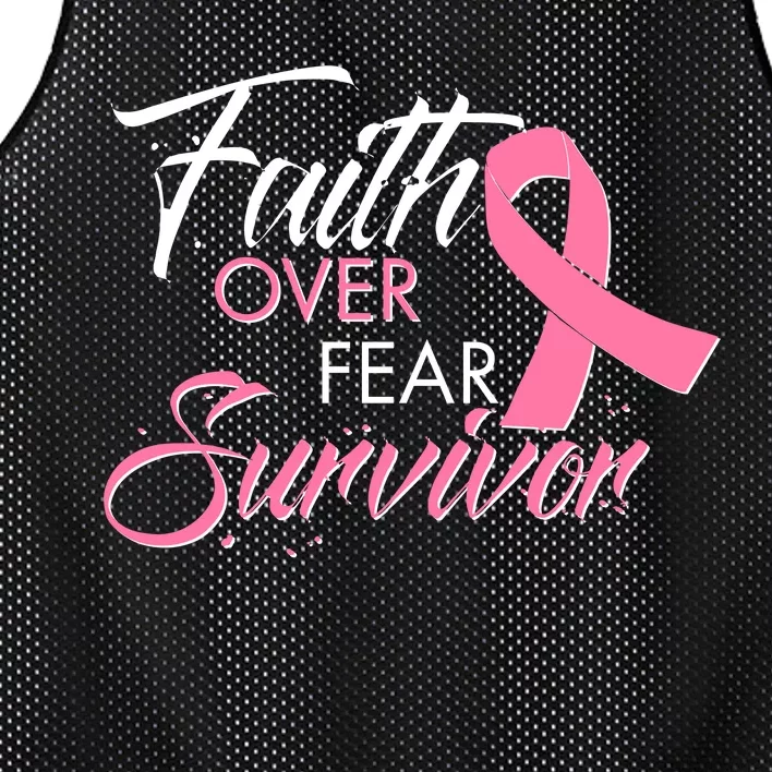 Faith Over Fear Survivor Breast Cancer Awareness Mesh Reversible Basketball Jersey Tank