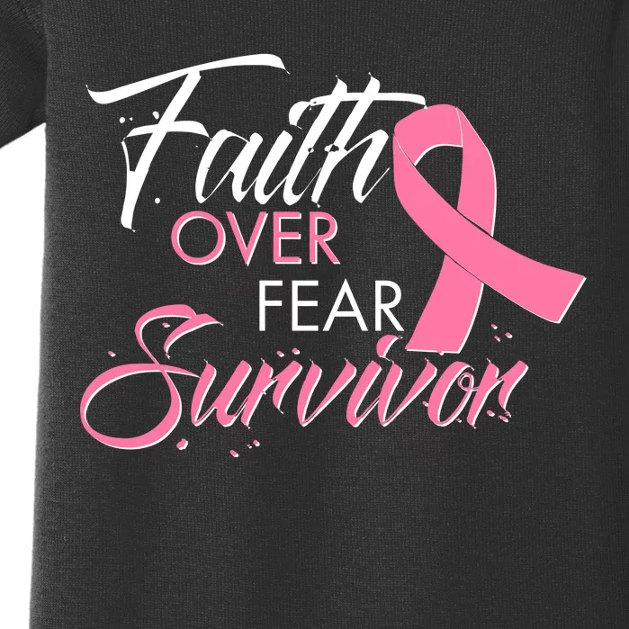 Faith Over Fear Survivor Breast Cancer Awareness Baby Bodysuit