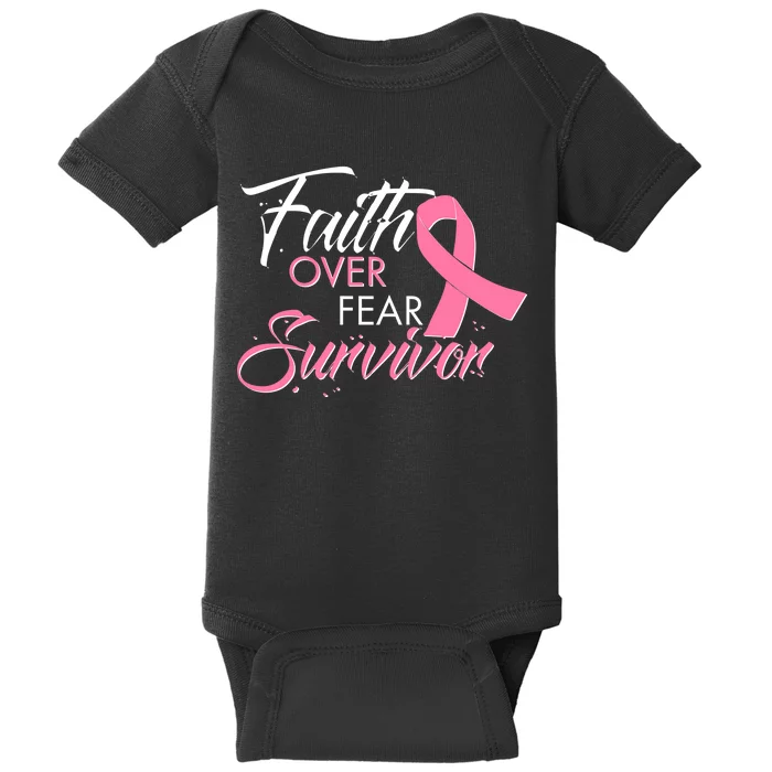 Faith Over Fear Survivor Breast Cancer Awareness Baby Bodysuit