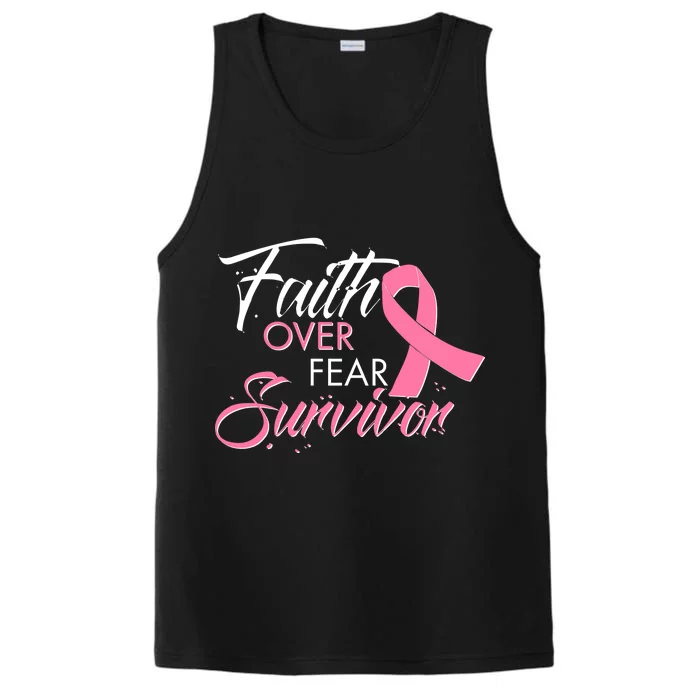 Faith Over Fear Survivor Breast Cancer Awareness Performance Tank