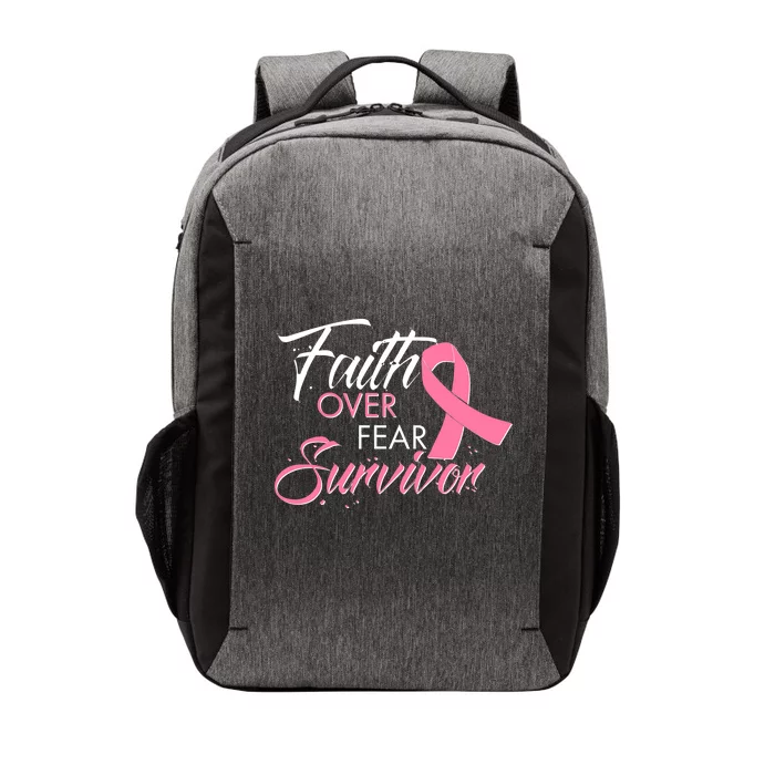 Faith Over Fear Survivor Breast Cancer Awareness Vector Backpack