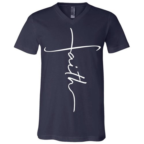 Faith Simple Script Logo V-Neck T-Shirt