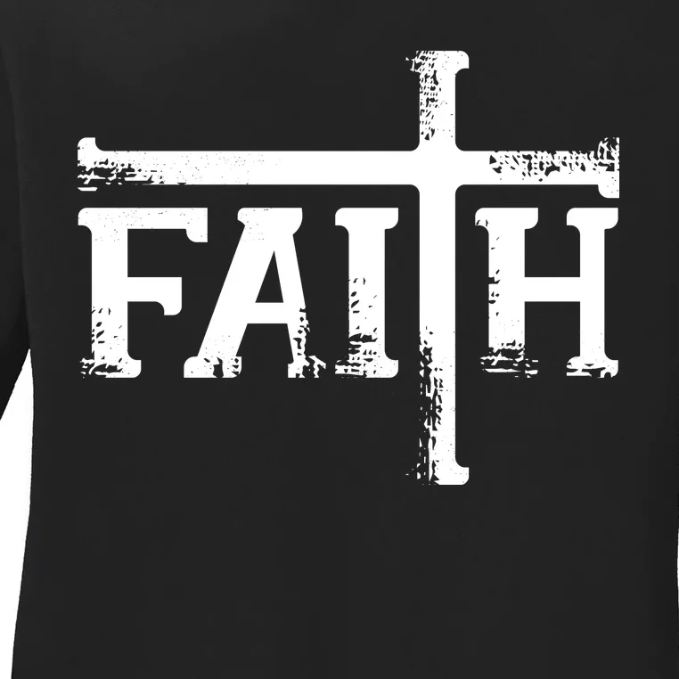 Faith Typo Logo Ladies Long Sleeve Shirt