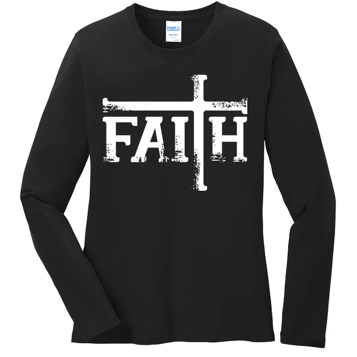 Faith Typo Logo Ladies Long Sleeve Shirt