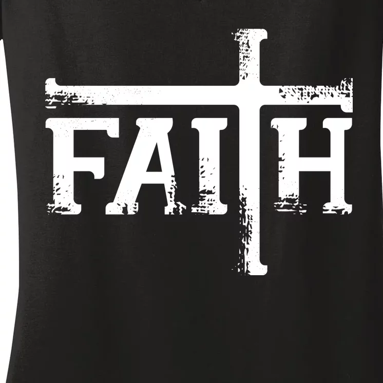 Faith Typo Logo Women's V-Neck T-Shirt