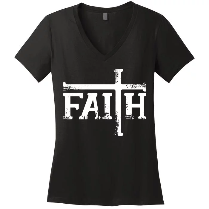 Faith Typo Logo Women's V-Neck T-Shirt