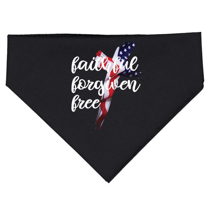 Faithful Forgiving Free American Cross USA-Made Doggie Bandana