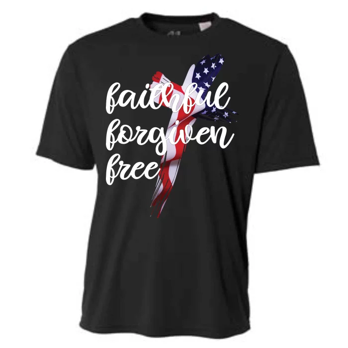 Faithful Forgiving Free American Cross Cooling Performance Crew T-Shirt