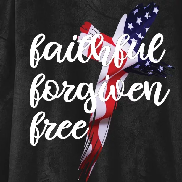 Faithful Forgiving Free American Cross Hooded Wearable Blanket