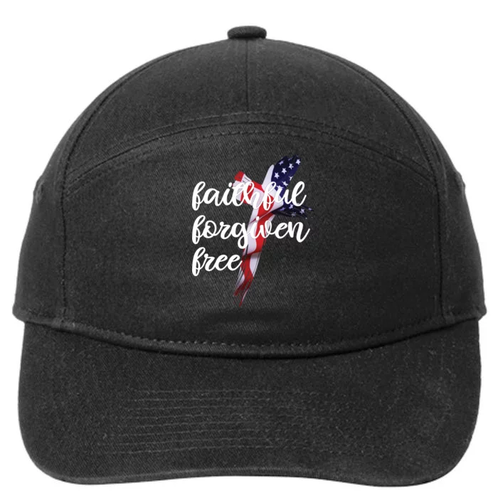 Faithful Forgiving Free American Cross 7-Panel Snapback Hat