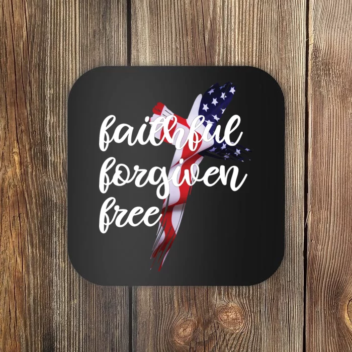 Faithful Forgiving Free American Cross Coaster