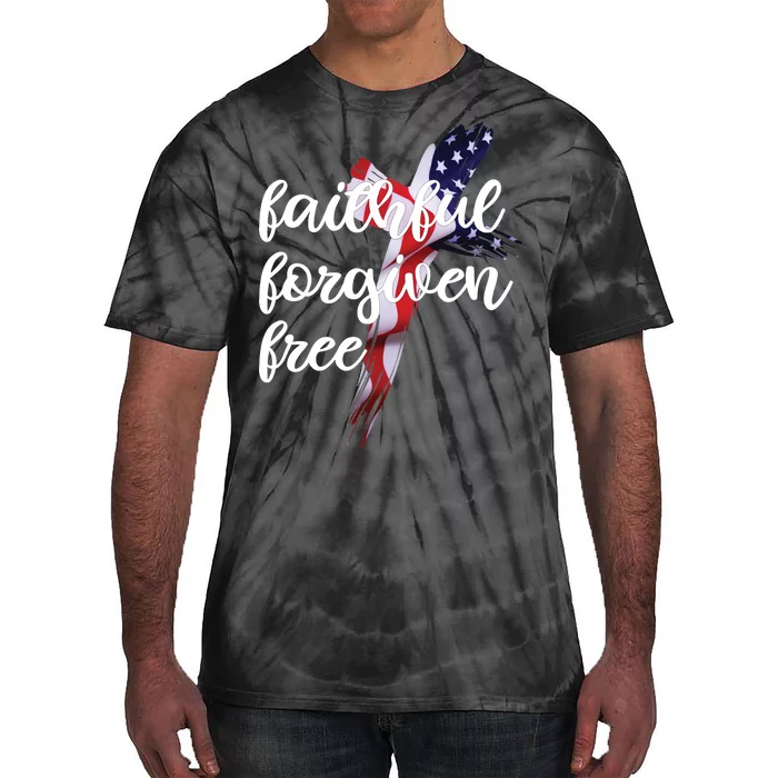 Faithful Forgiving Free American Cross Tie-Dye T-Shirt