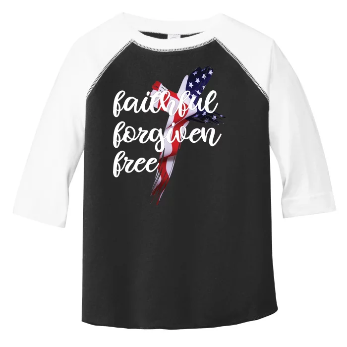 Faithful Forgiving Free American Cross Toddler Fine Jersey T-Shirt