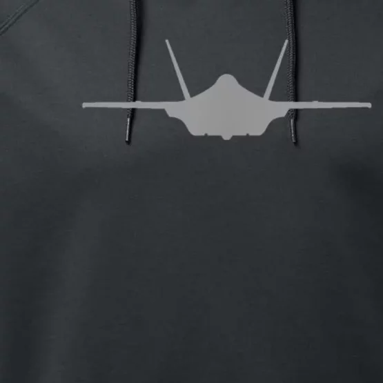 F35 A JSF Lightning II Aircraft Silhouette And Tri View Performance Fleece Hoodie