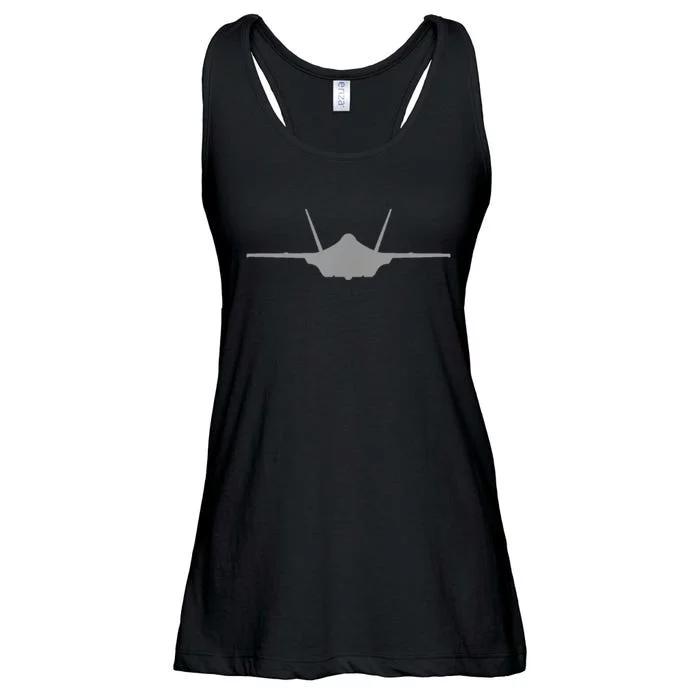 F35 A JSF Lightning II Aircraft Silhouette And Tri View Ladies Essential Flowy Tank