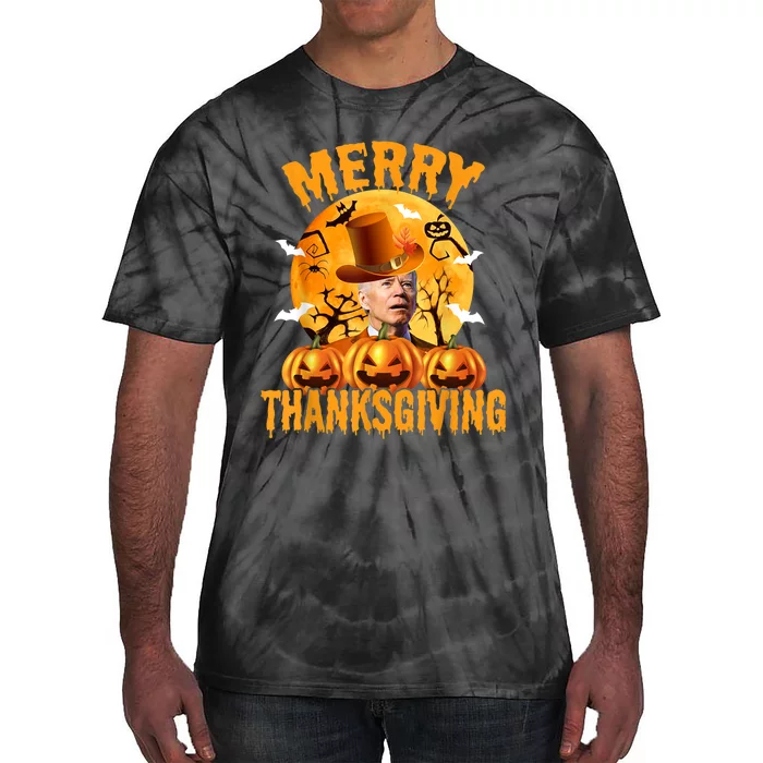 Funny Anti Joe Biden Confused Merry Thanksgiving For Halloween Tie-Dye T-Shirt