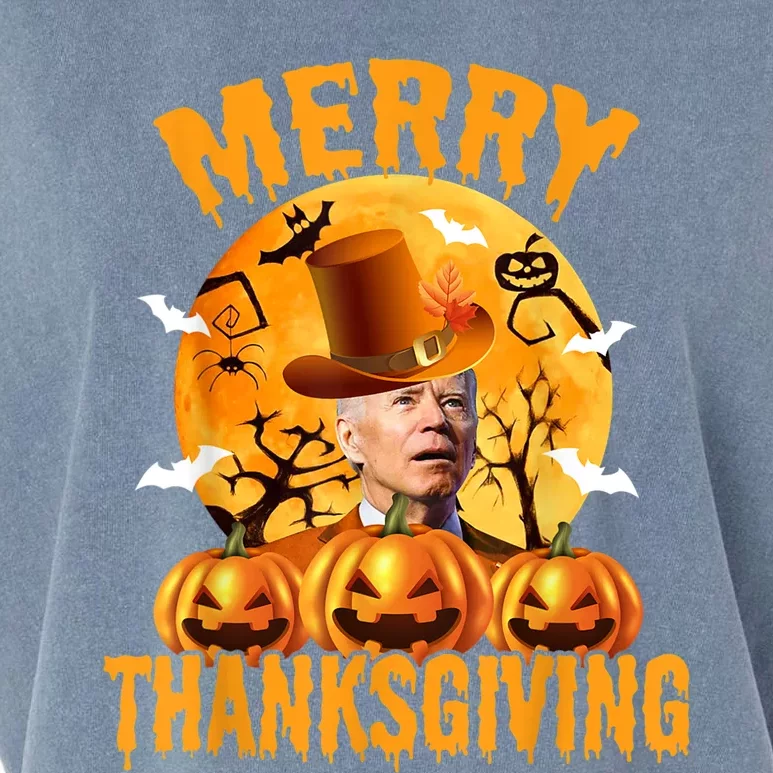 Funny Anti Joe Biden Confused Merry Thanksgiving For Halloween Garment-Dyed Women's Muscle Tee