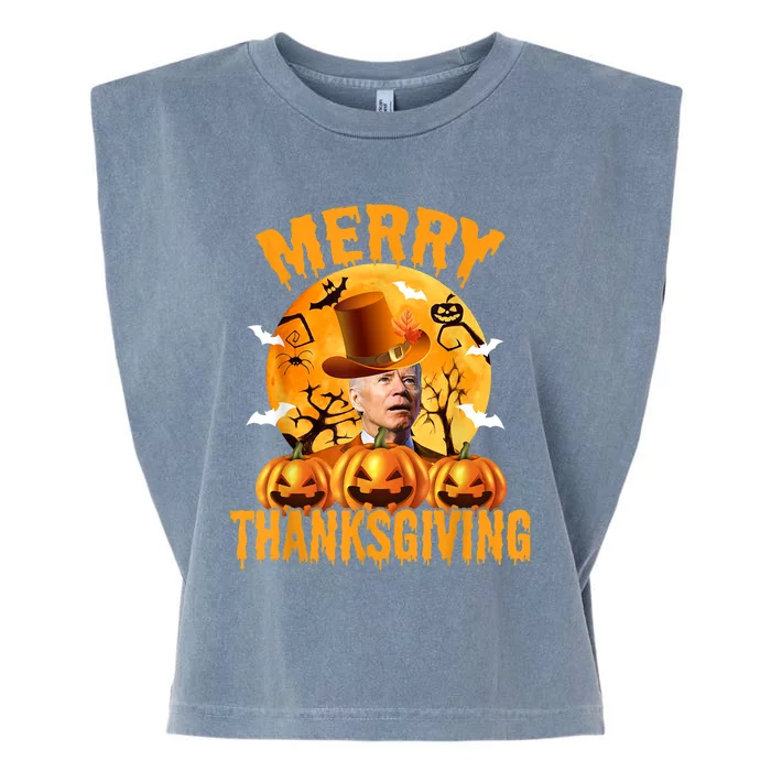 Funny Anti Joe Biden Confused Merry Thanksgiving For Halloween Garment-Dyed Women's Muscle Tee