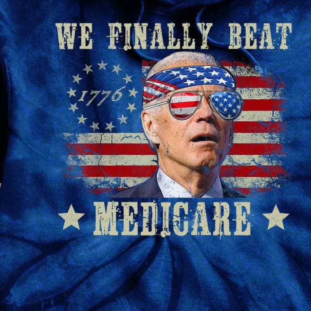 Funny Anti Joe Biden We Finally Beat Medicare American Tie Dye Hoodie