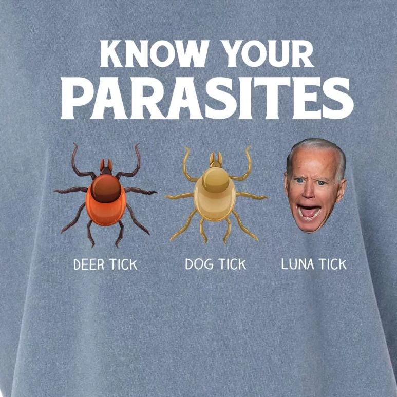 Funny Anti Joe Biden Shirts, Know Your Parasites Humor Garment-Dyed Women's Muscle Tee