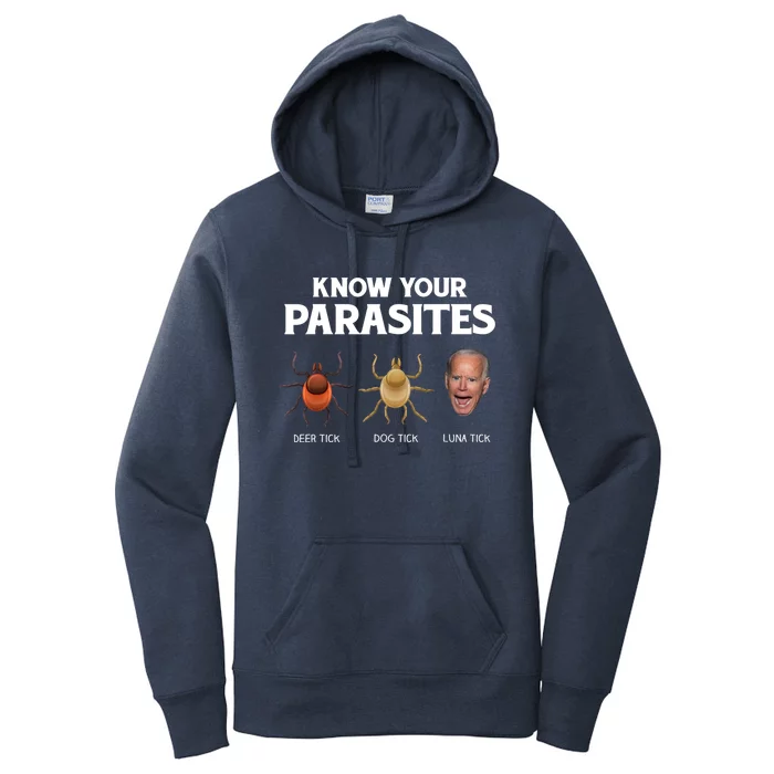 Funny Anti Joe Biden Shirts, Know Your Parasites Humor Women's Pullover Hoodie