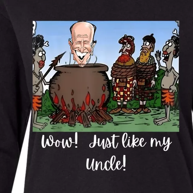 Funny Anti Joe Biden Cannibal Story About His Uncle Designed Womens Cotton Relaxed Long Sleeve T-Shirt