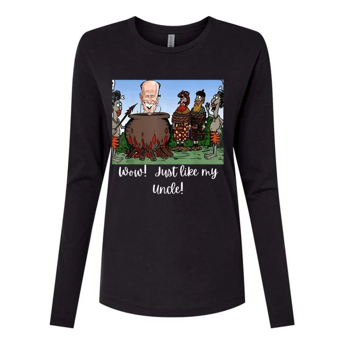 Funny Anti Joe Biden Cannibal Story About His Uncle Designed Womens Cotton Relaxed Long Sleeve T-Shirt