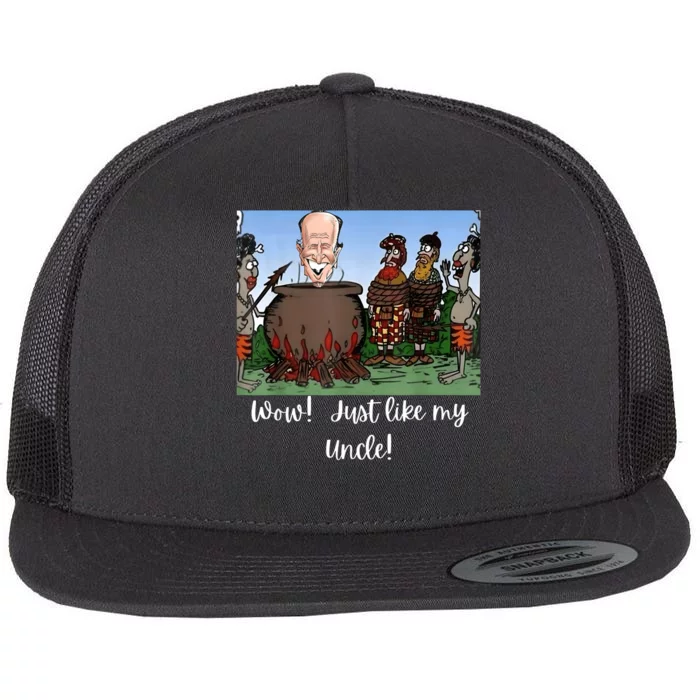 Funny Anti Joe Biden Cannibal Story About His Uncle Designed Flat Bill Trucker Hat