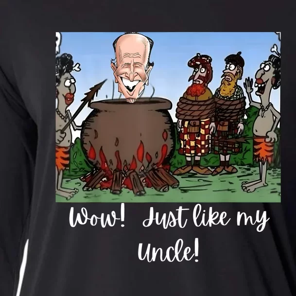 Funny Anti Joe Biden Cannibal Story About His Uncle Designed Cooling Performance Long Sleeve Crew