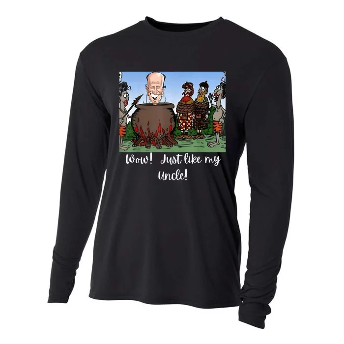 Funny Anti Joe Biden Cannibal Story About His Uncle Designed Cooling Performance Long Sleeve Crew