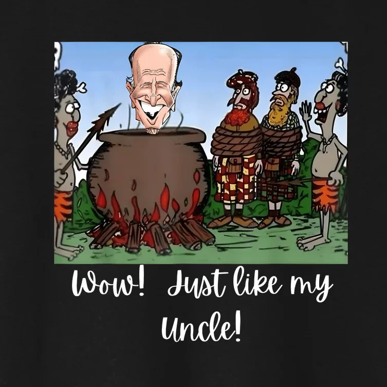 Funny Anti Joe Biden Cannibal Story About His Uncle Designed Women's Crop Top Tee