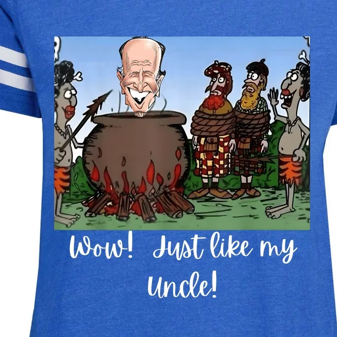 Funny Anti Joe Biden Cannibal Story About His Uncle Designed Enza Ladies Jersey Football T-Shirt