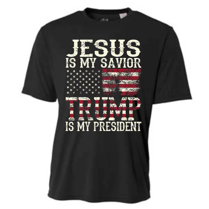 Funny American Jesus Is My Savior Trump Is My President Gift Cooling Performance Crew T-Shirt