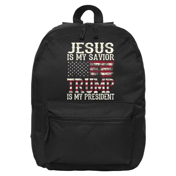 Funny American Jesus Is My Savior Trump Is My President Gift 16 in Basic Backpack