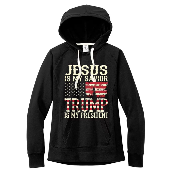 Funny American Jesus Is My Savior Trump Is My President Gift Women's Fleece Hoodie