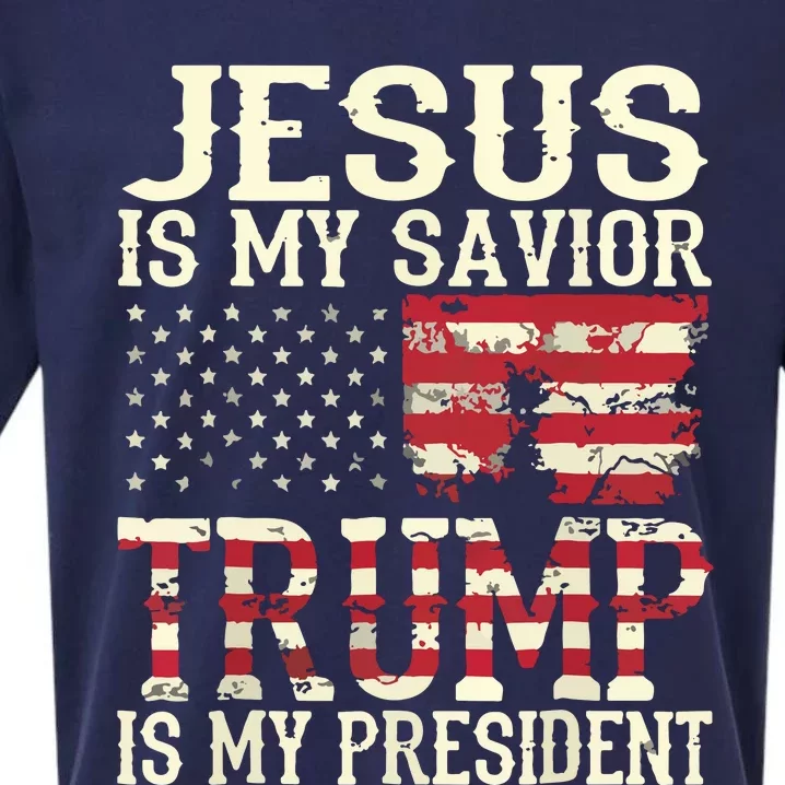 Funny American Jesus Is My Savior Trump Is My President Gift Sueded Cloud Jersey T-Shirt