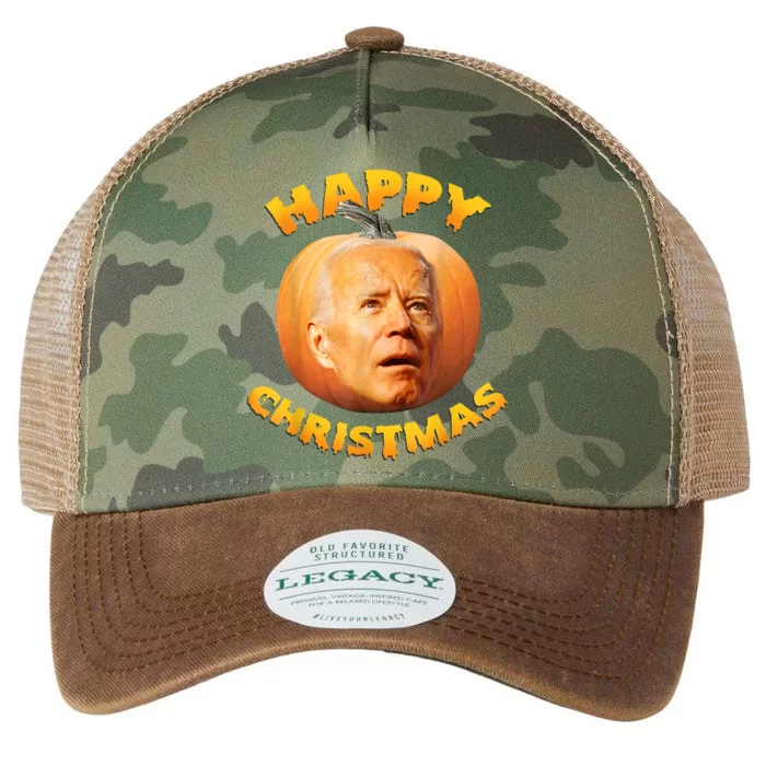 Funny Anti Joe Biden Happy Christmas Holiday Pumpkin Head Legacy Tie Dye Trucker Hat