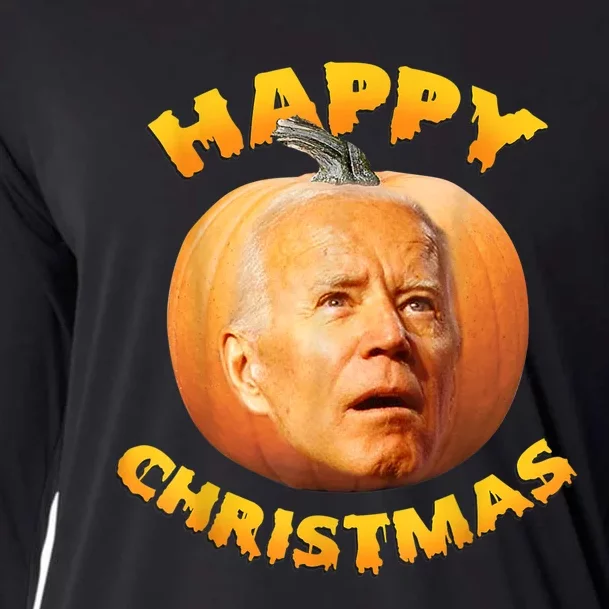 Funny Anti Joe Biden Happy Christmas Holiday Pumpkin Head Cooling Performance Long Sleeve Crew